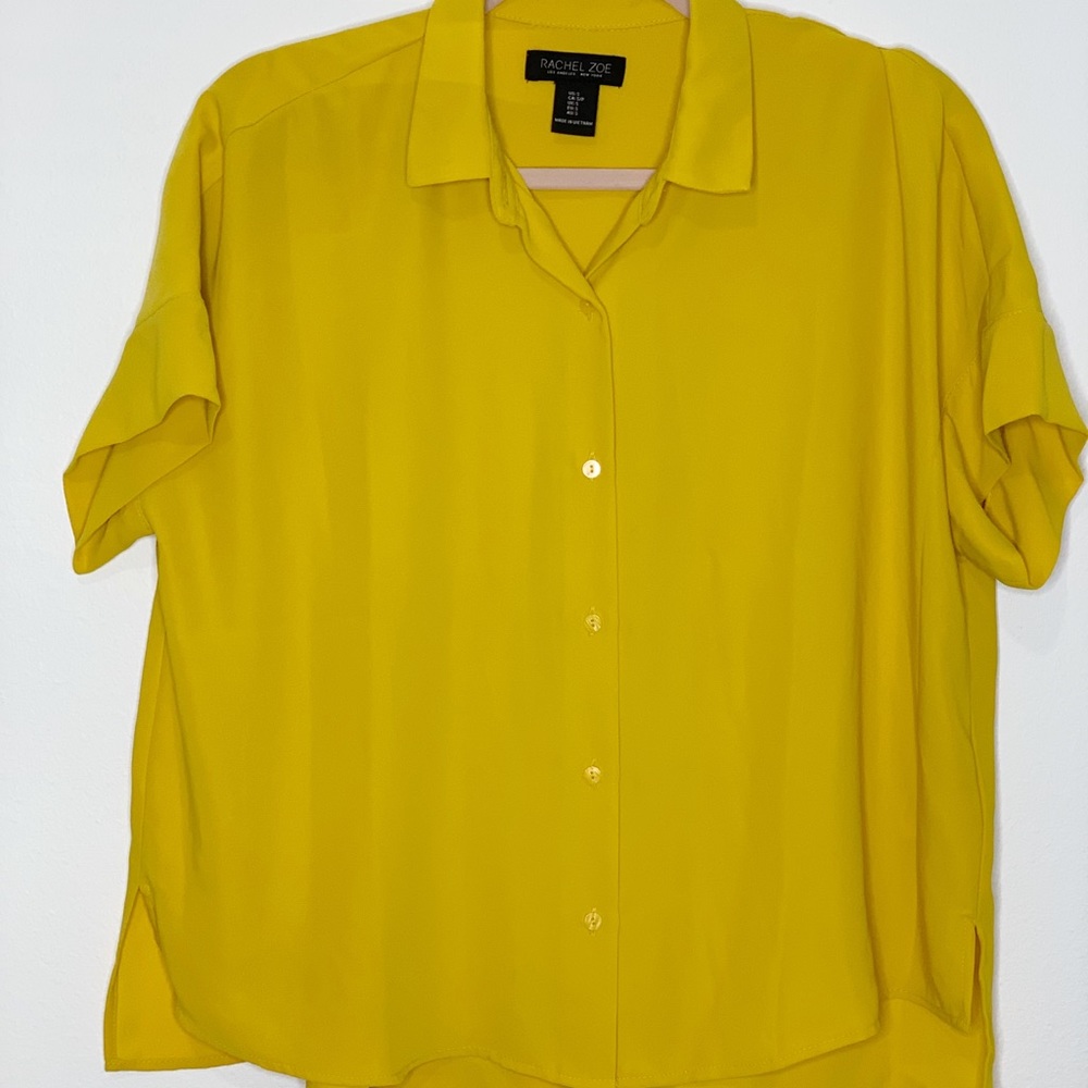 Rachel Zoe Mustard Yellow Button Down Top SZ Small